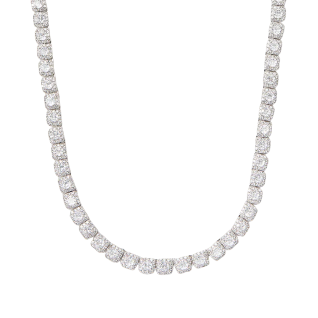 Micro Clustered Tennis Chain (Silver) - 5mm