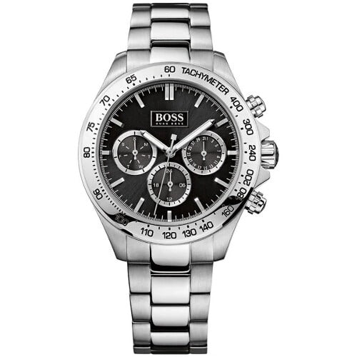 Hugo Boss 1512965 Ikon Black Dial Chronograph Stainless Steel Mens Watch