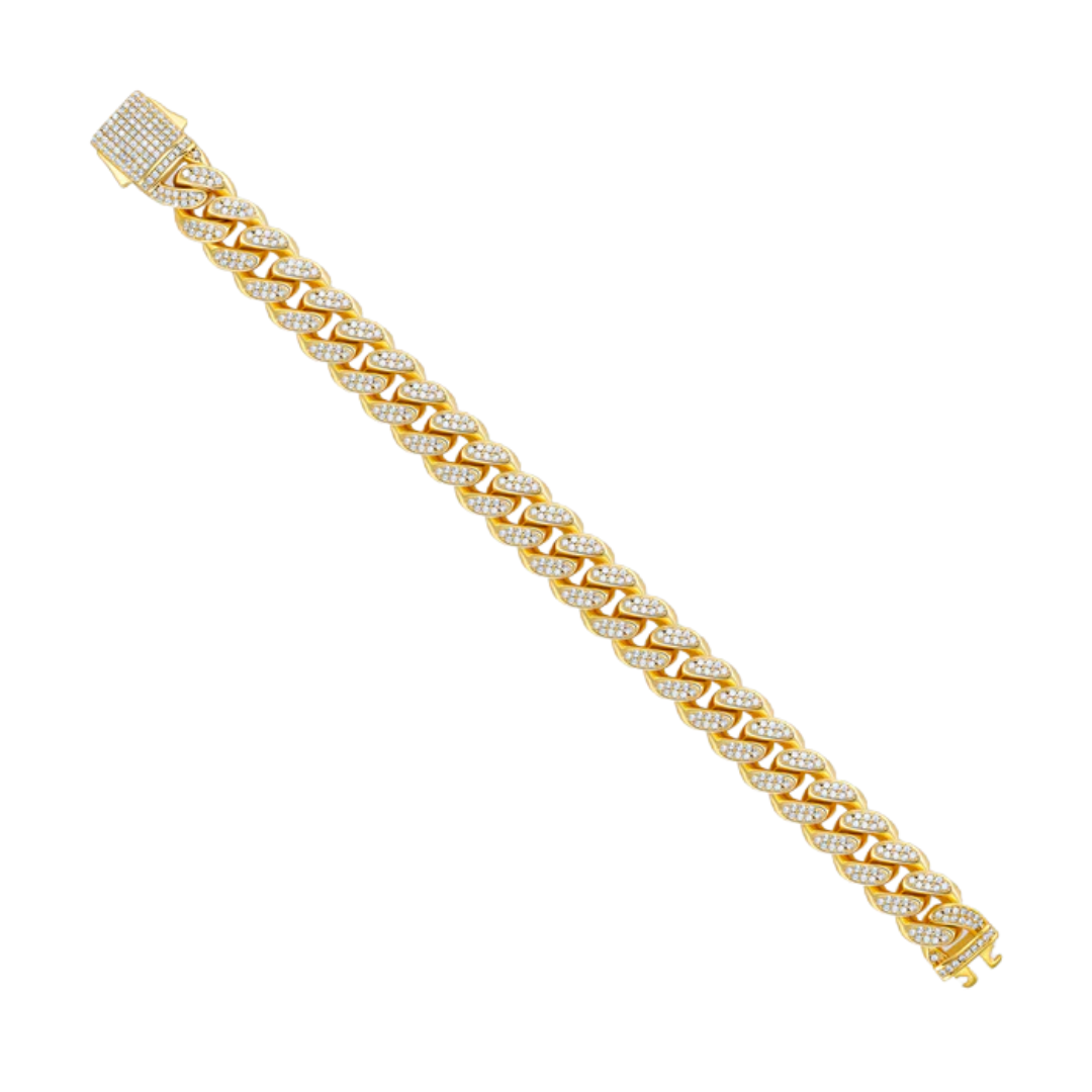 12mm Iced Out Gold Cuban Bracelet