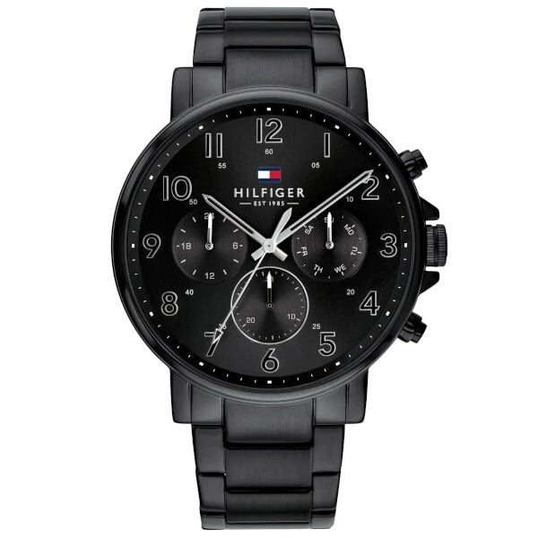 Tommy Hilfiger 1710383 Black Dial Black Steel Strap Mens Watch