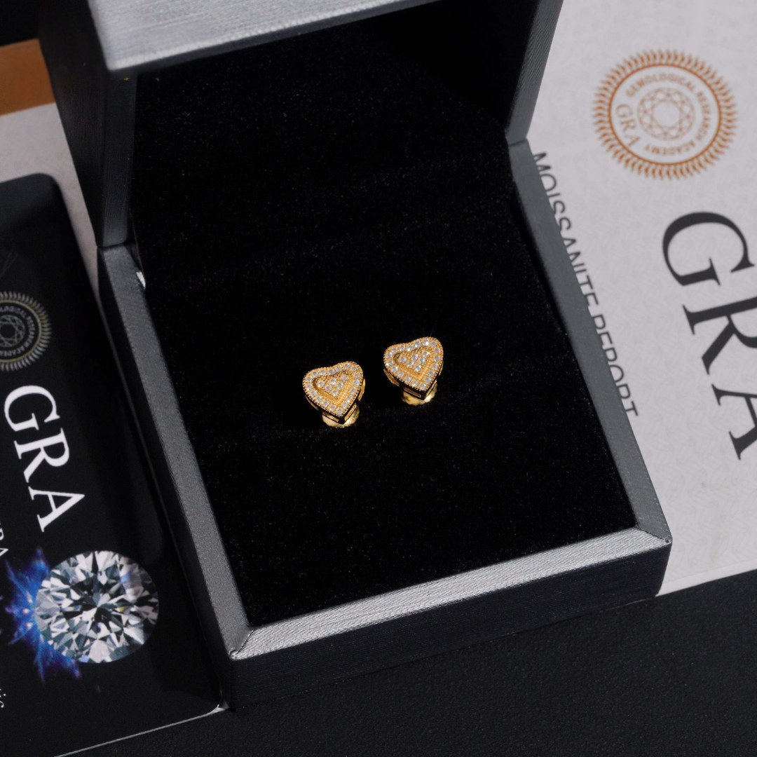 8MM Heart VVS Moissanite Stud Earrings