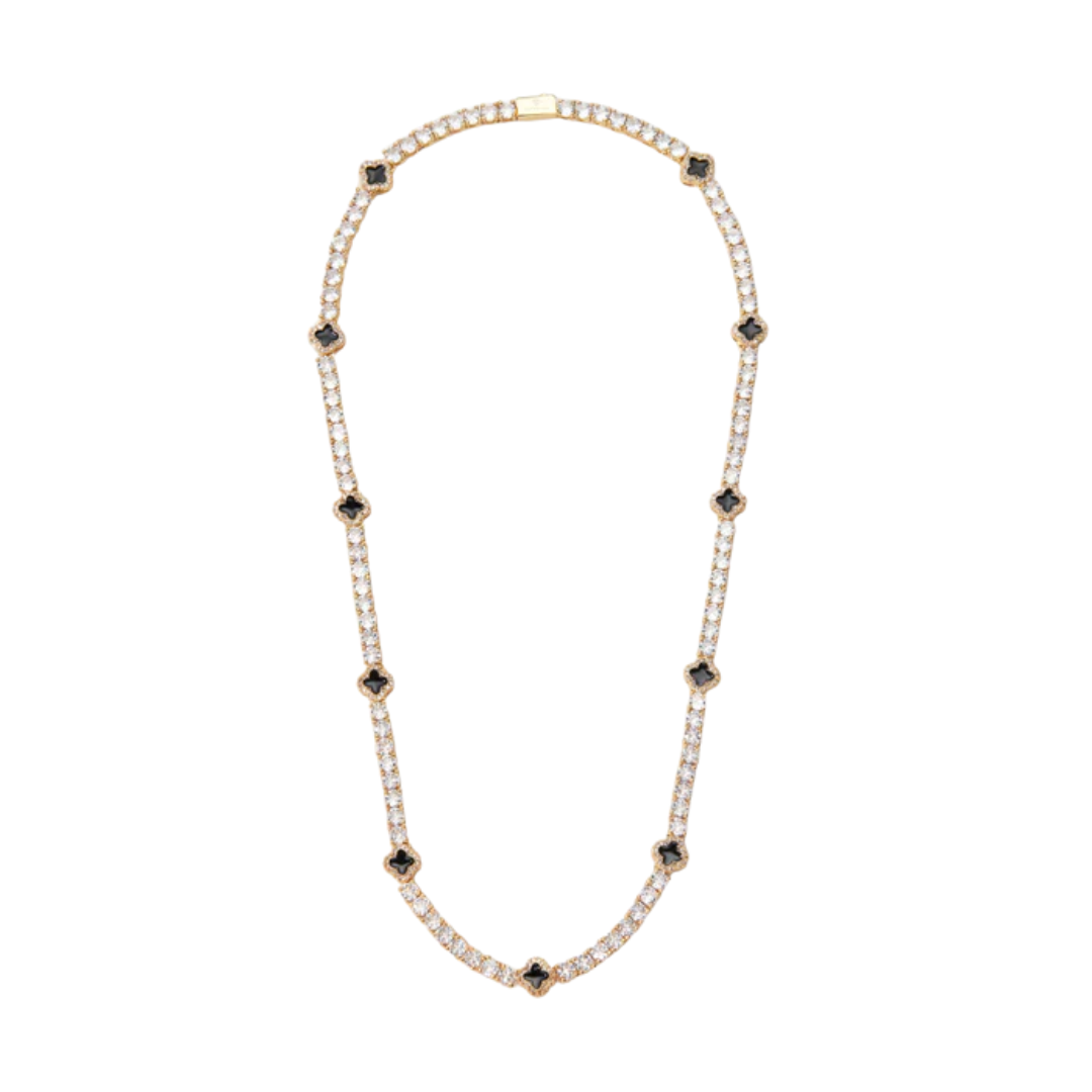 Black Clover Tennis Chain (Gold) - 4mm