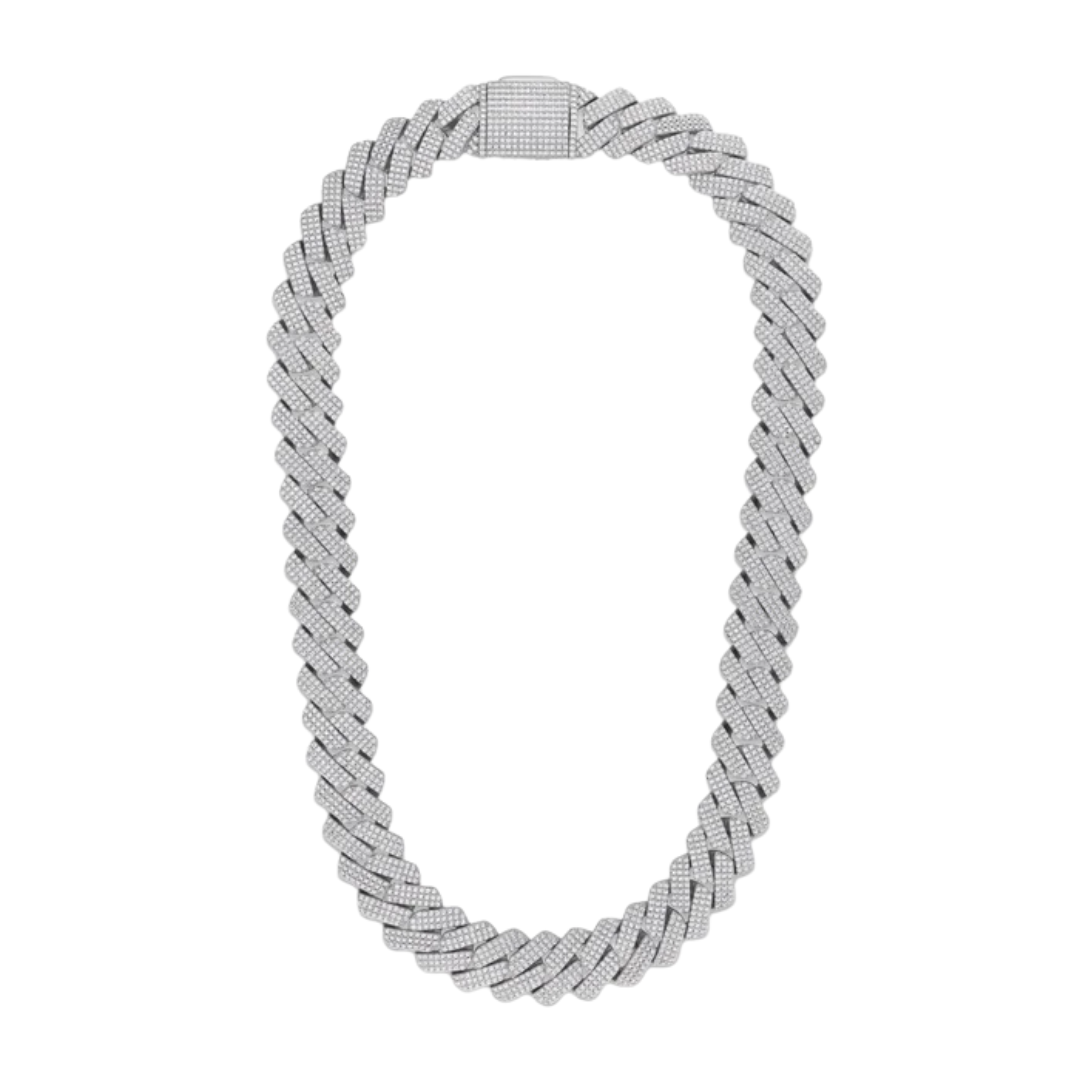 Iced Prong Cuban Chain (Silver) - 20mm