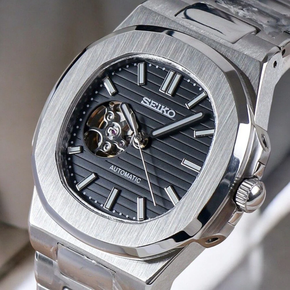 SEIKO MOD NAUTILUS | OPEN HEART BLACK