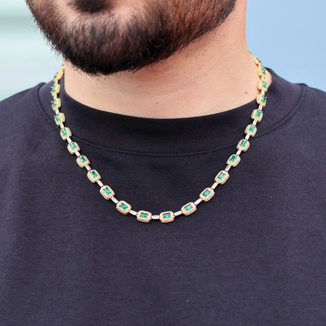 Green Gemstone Chain (Gold) - 7mm