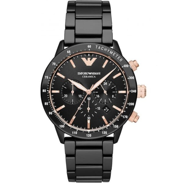 Emporio Armani AR70002 Black Rose Gold Two-Toned Mens Watch