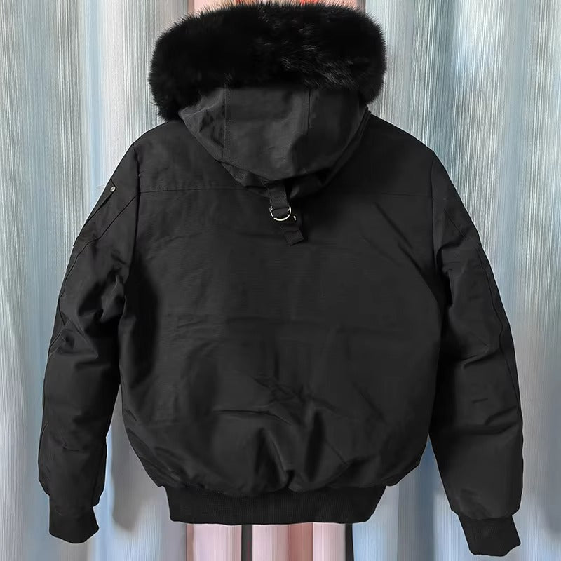 Alpha Bomber Down Fox Fur Men's Hooded Jacket