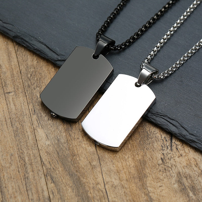 Stainless Steel Dog Tag Cremation Urn Pendant Necklace