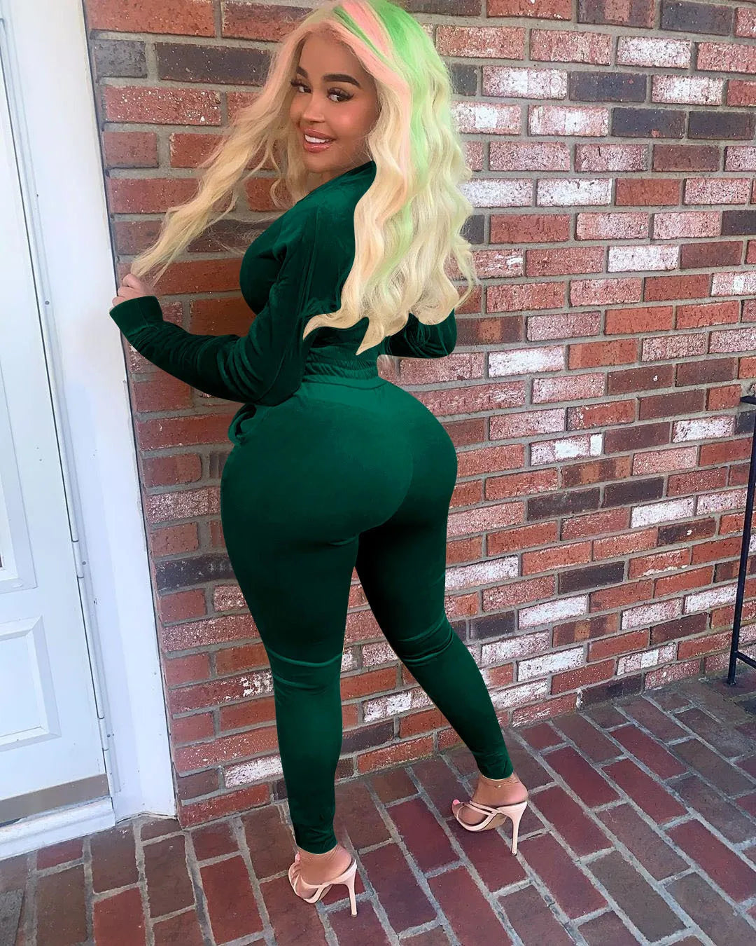 Velvet Hoodie Crop Top Tracksuit