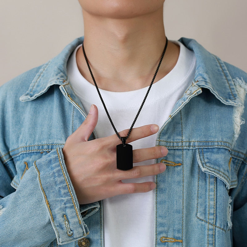 Stainless Steel Dog Tag Cremation Urn Pendant Necklace