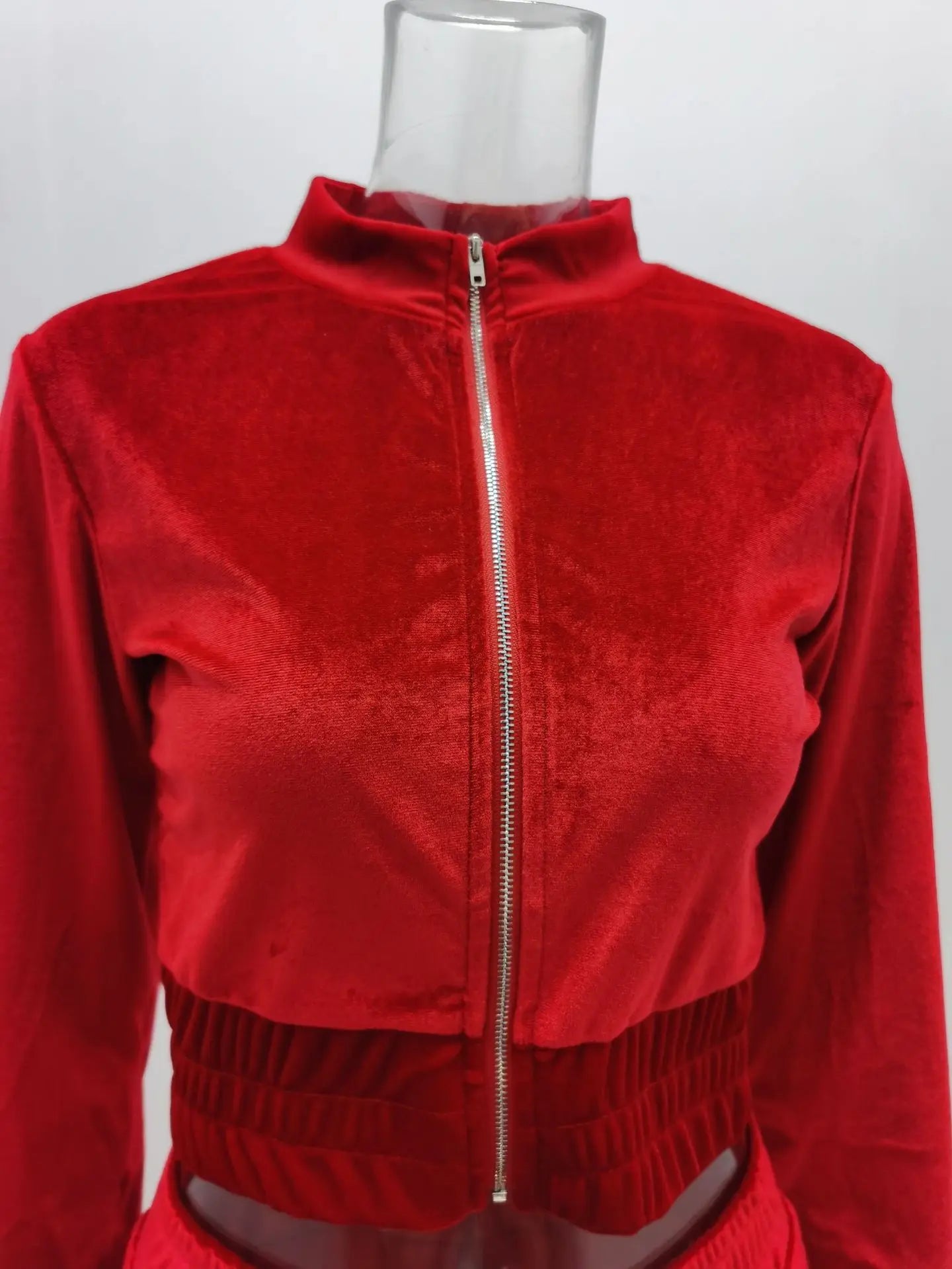 Velvet Hoodie Crop Top Tracksuit