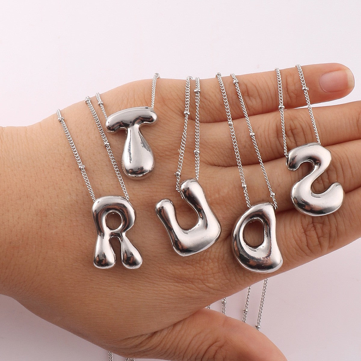 VVS Jewelry™ Chubby Bubble Initial Letter Necklace