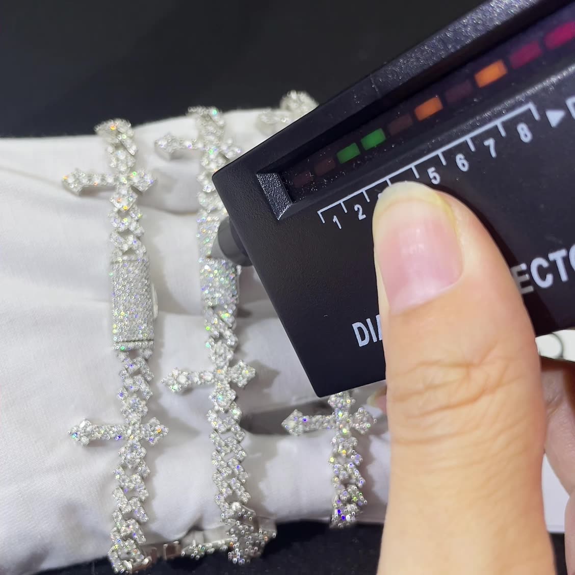 925 Sterling Silber Solitär Kubanisches Kreuz Moissanit Armband