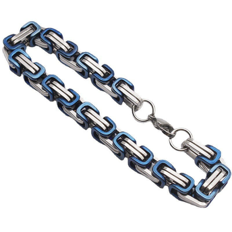 Bracelet byzantin bleu et argent 8 mm