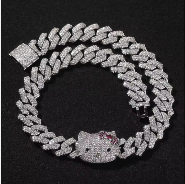 Hello Kitty 13mm Gold Cuban Link Necklace