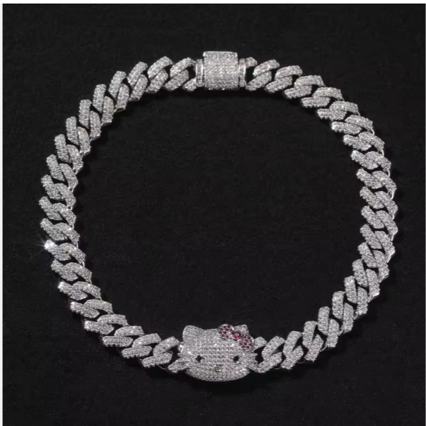 Hello Kitty 13mm Gold Cuban Link Necklace