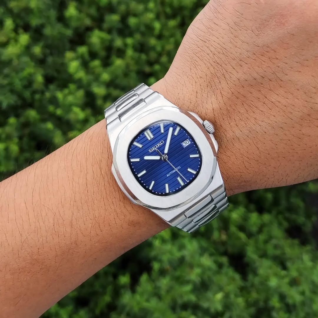 Seiko Mod Nautilus Blue