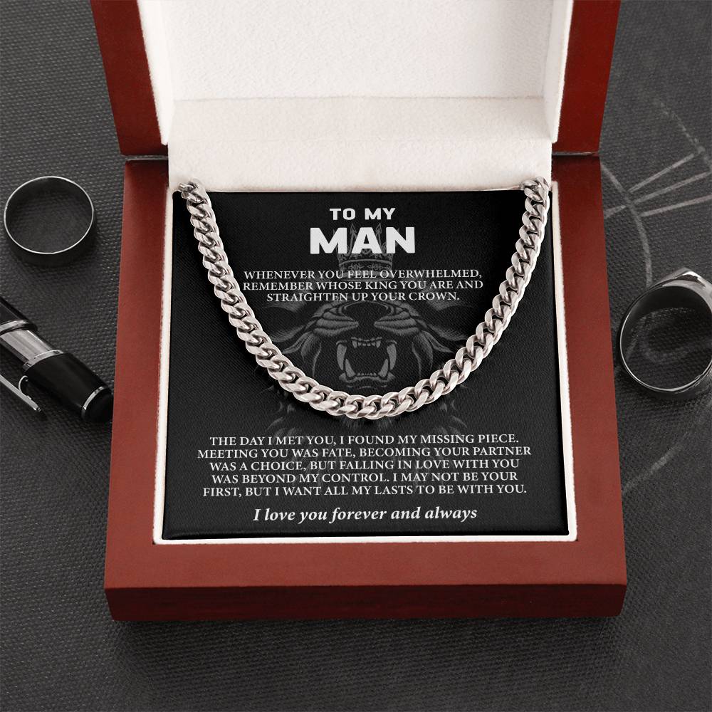 To My Man - Husband or Boyfriend (I Love You Forever and Always) Message Card Necklace