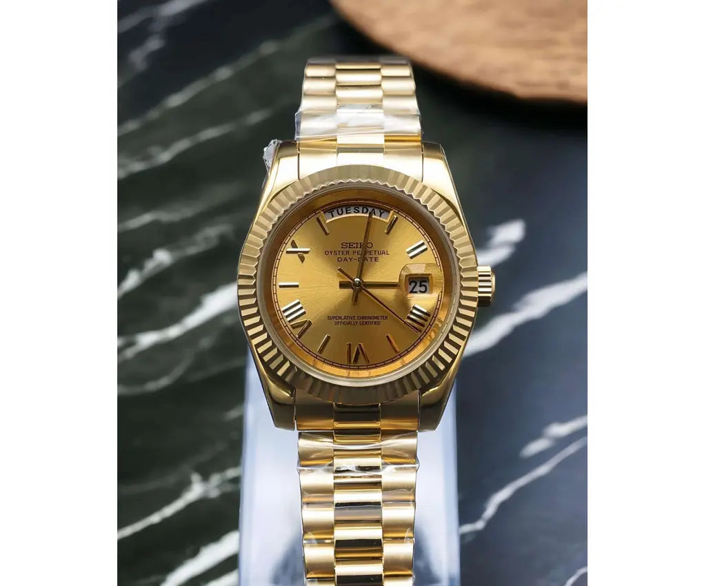 Seiko Mod Datejust Watch - Gold