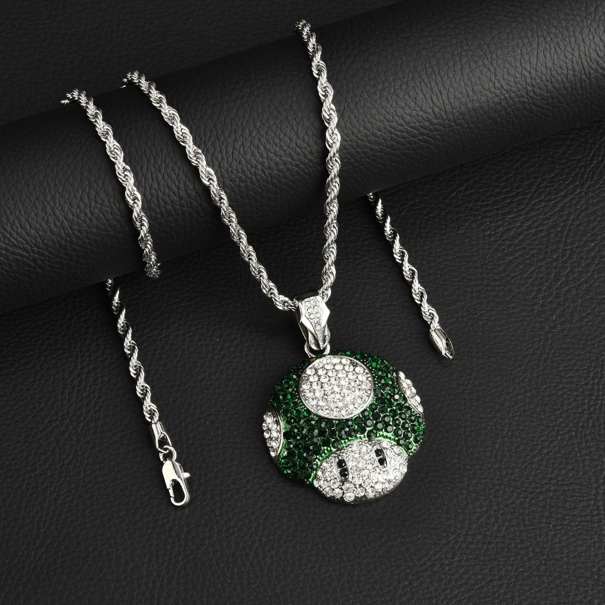 Micro Mario Mushroom Pendant Necklace Retro Rapper Chain