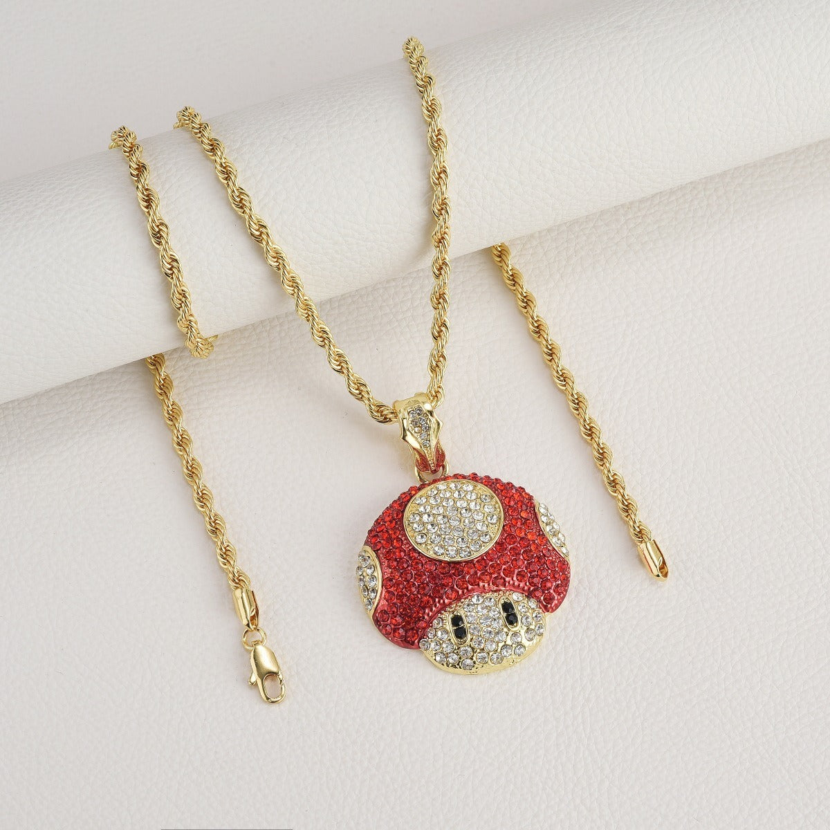 Micro Mario Mushroom Pendant Necklace Retro Rapper Chain