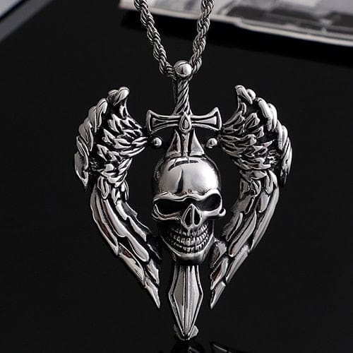 VVS Jewelry hip hop jewelry 316L Stainless Steel Vintage Skull Sword Wings Pendant