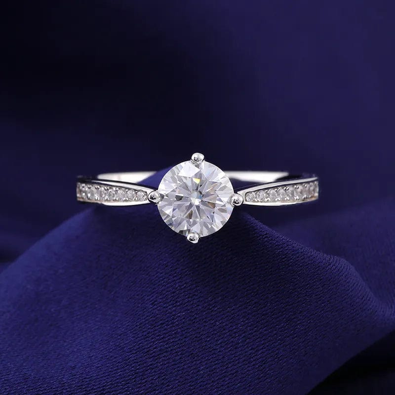 VVS Jewelry hip hop jewelry 6.5MM White Gold 1CT Brilliant Cut Moissanite Engagement Ring