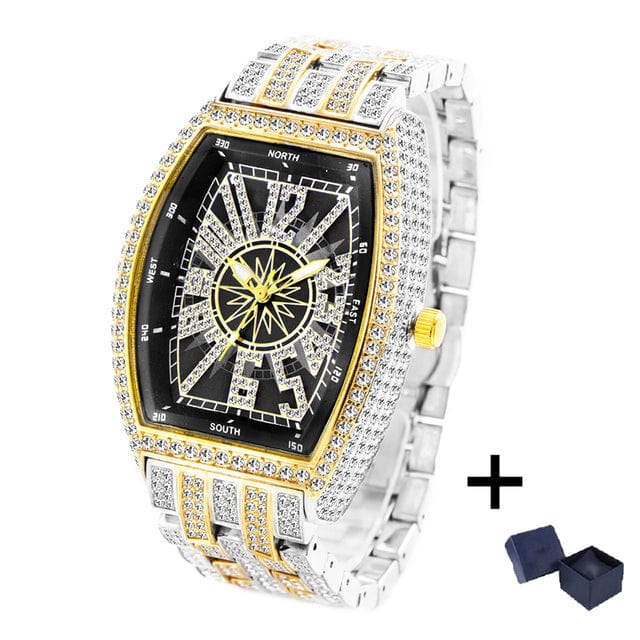 VVS Jewelry hip hop jewelry Black-GoldSilver Full Bling Iced AAA Reloj Watch