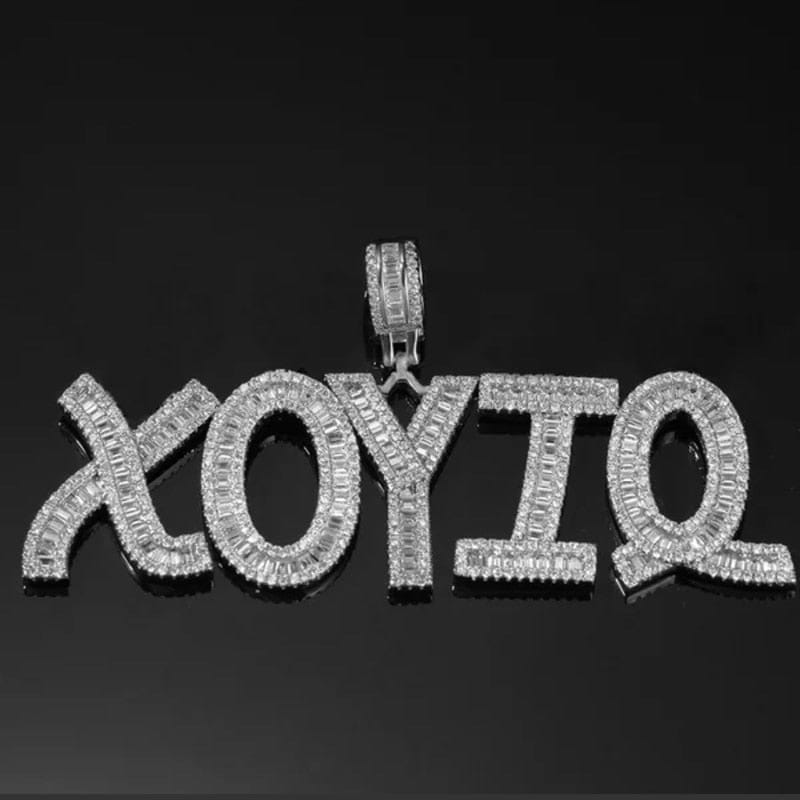 VVS Jewelry hip hop jewelry Custom Baguette Pendant VVS Jewelry Baguette Custom Letter Pendant Necklace
