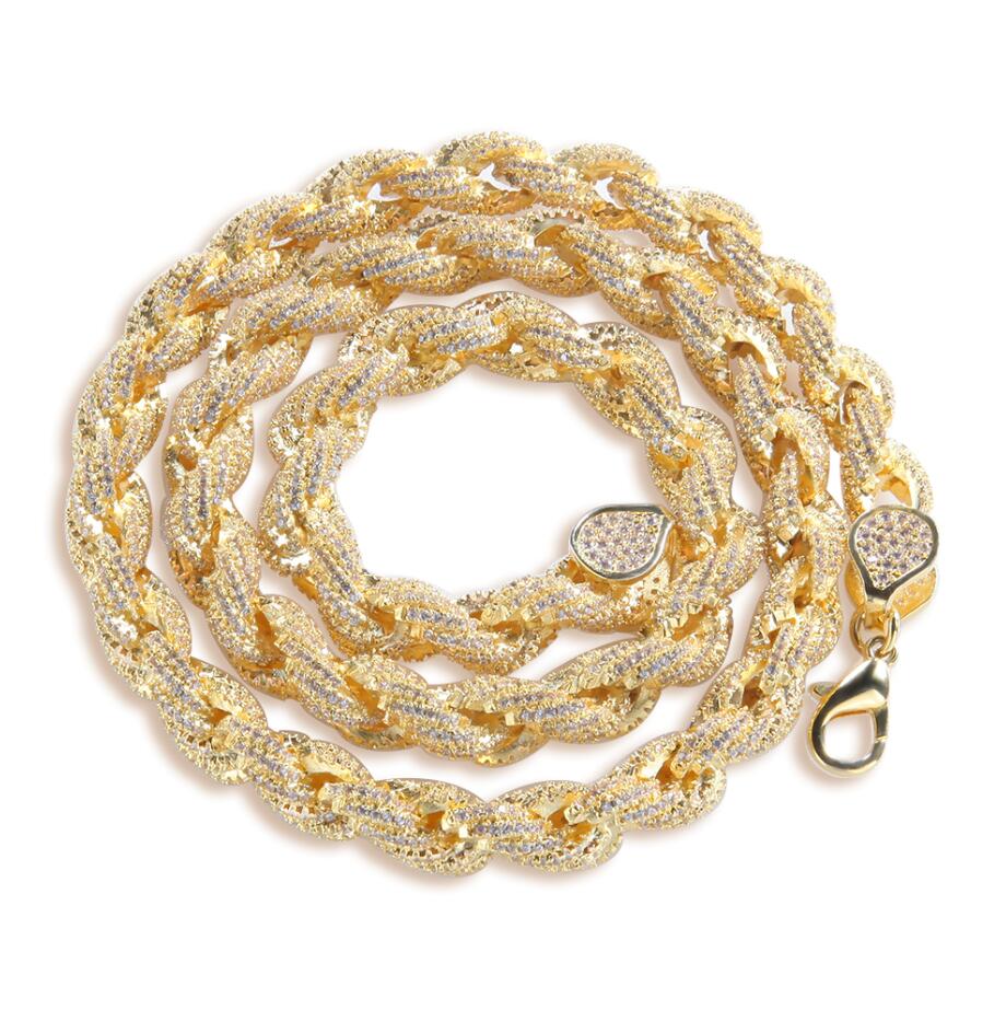 VVS Jewelry hip hop jewelry gold / 22 Inches 8mm Fully Iced Premium Thick Rope Chain