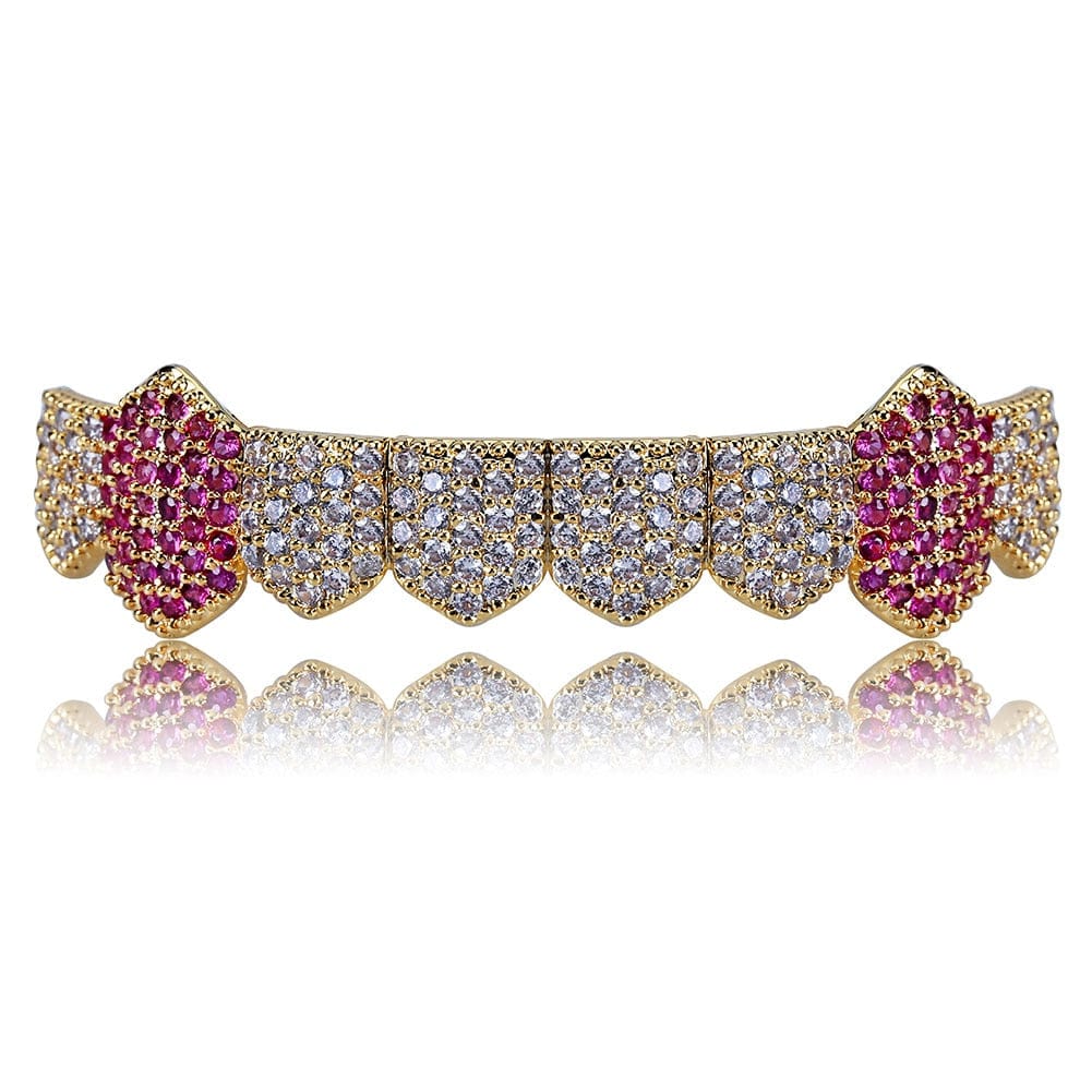 VVS Jewelry hip hop jewelry Gold Two-tone Purple Fully Iced Grillz