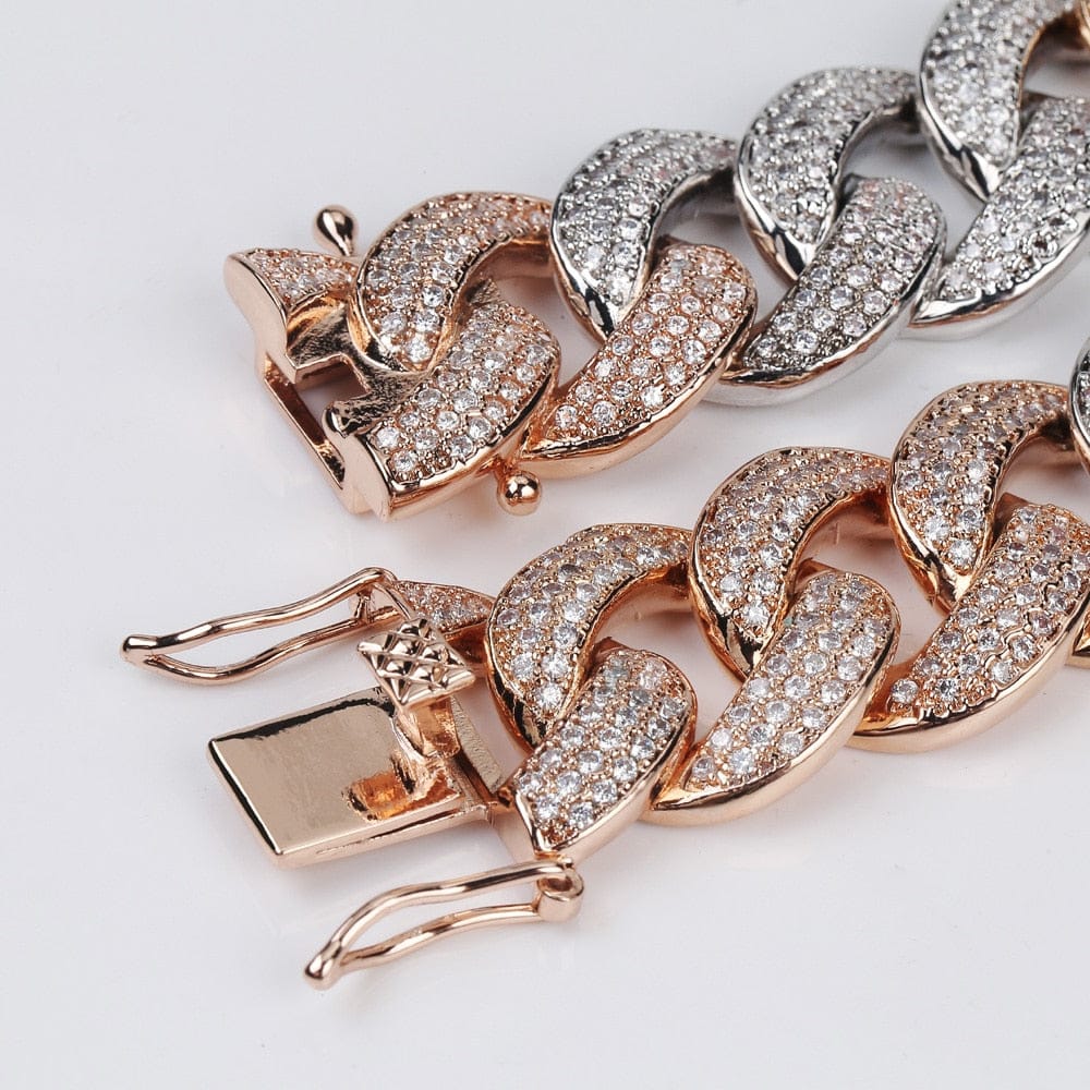 VVS Jewelry hip hop jewelry The Plug Tri-color 18mm Miami Cuban Link