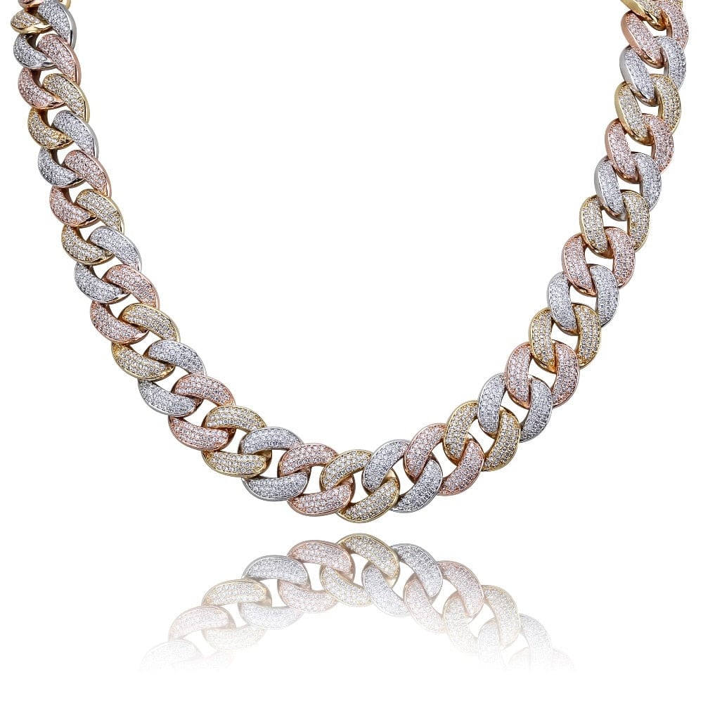 VVS Jewelry hip hop jewelry The Plug Tri-color 18mm Miami Cuban Link