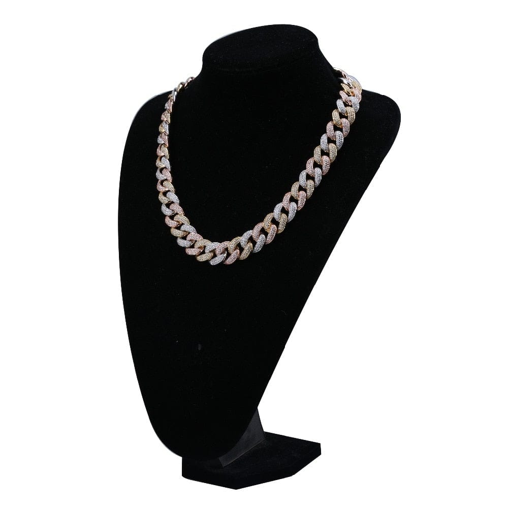 VVS Jewelry hip hop jewelry The Plug Tri-color 18mm Miami Cuban Link