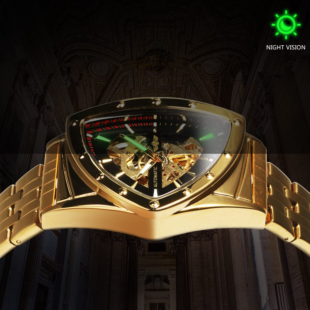 VVS Jewelry hip hop jewelry VVS Jewelry Military Triangle Skeleton Mechanical Watch