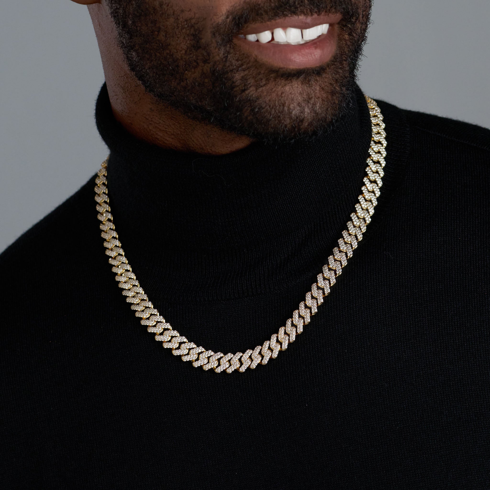 Iced Prong Cuban Chain (Gold) - 12mm