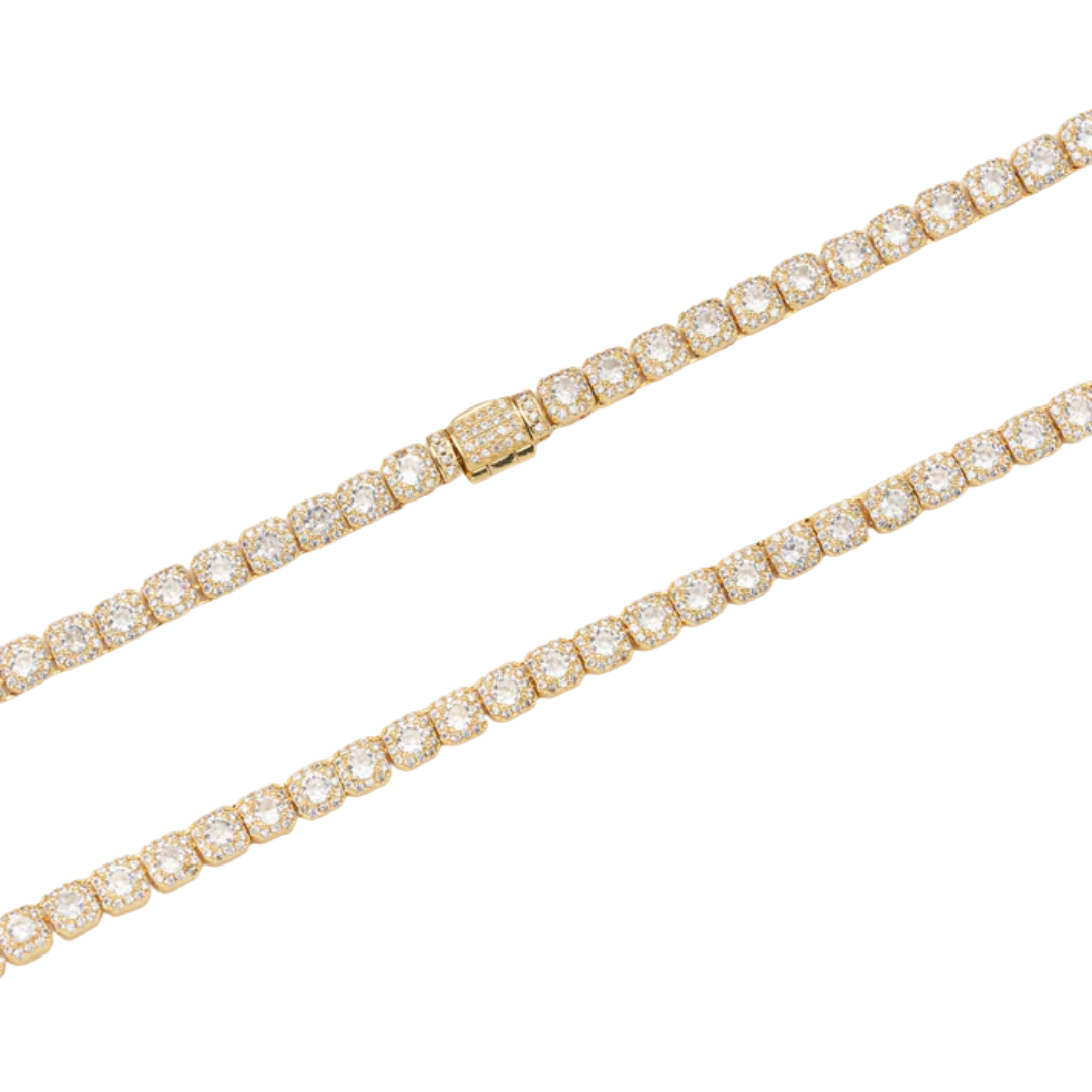 Micro Clustered Tennis Chain (Gold) - 5mm