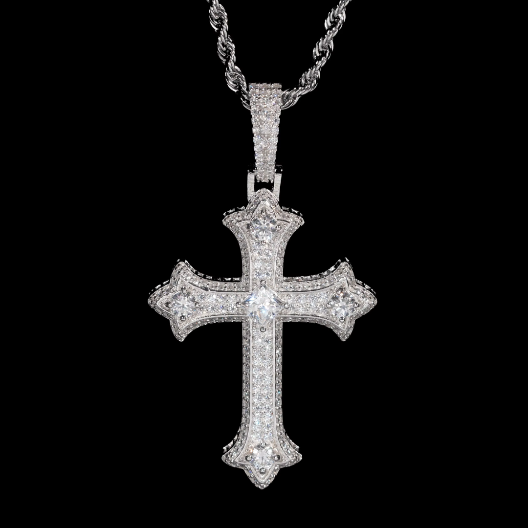 Iced Out Moissanite Cross Pendant