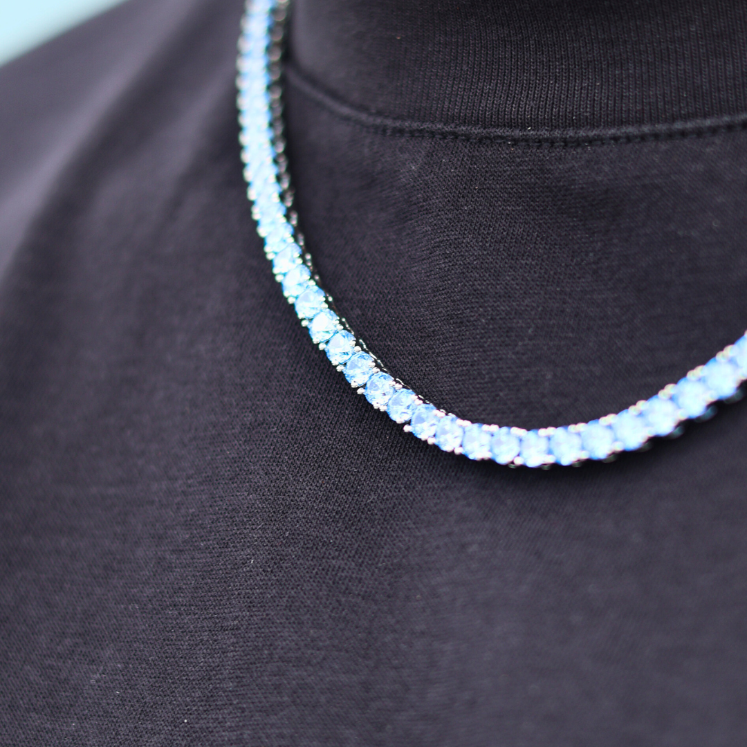 Blue Diamonds Tennis Chain (Silver) - 4mm