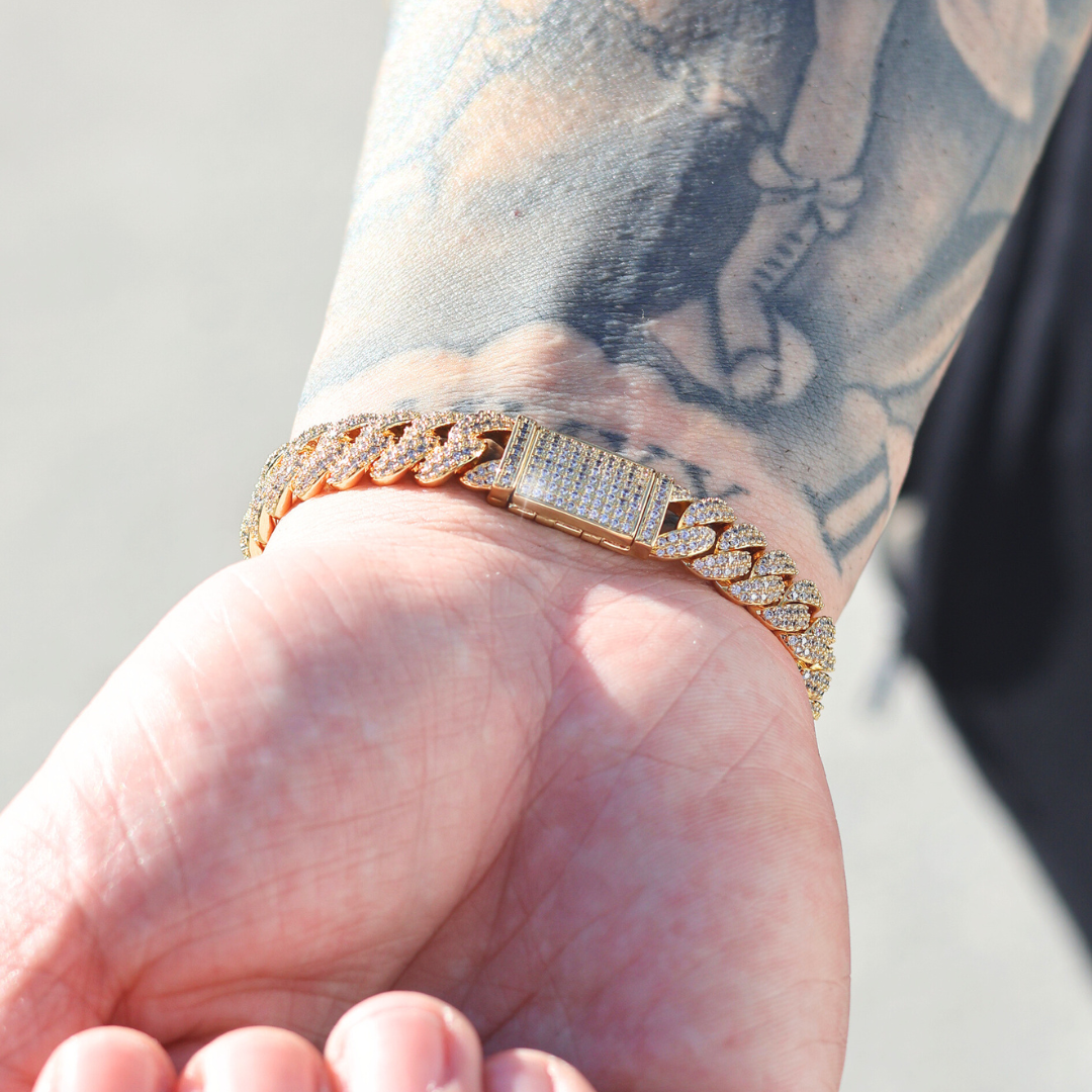10mm Gold Iced Cuban Bracelet