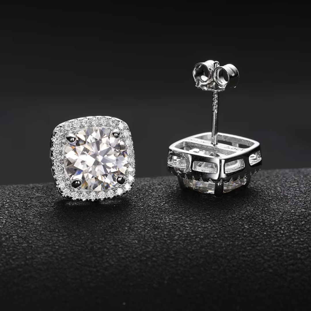 VVS Jewelry 925 Sterling Silver Moissanite Square Earrings