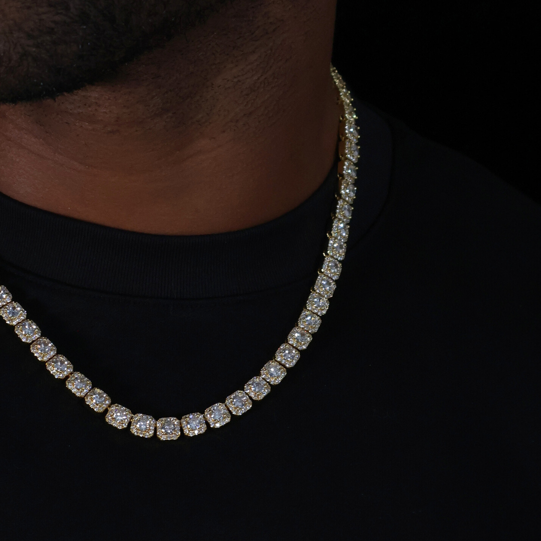 Clustered Tennis Chain (Gold) - 8mm