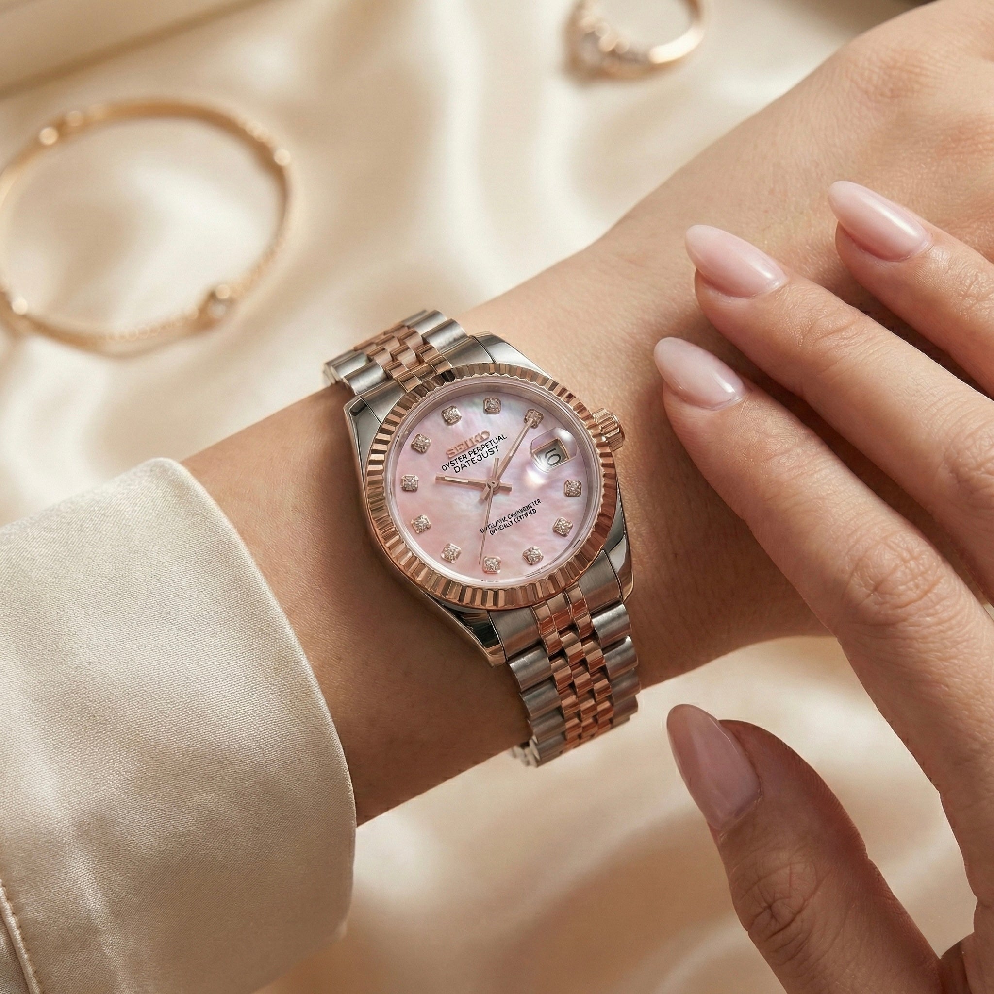 Seiko Mod Datejust | Baby Pink
