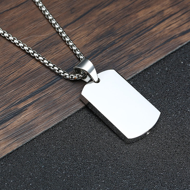 Stainless Steel Dog Tag Cremation Urn Pendant Necklace