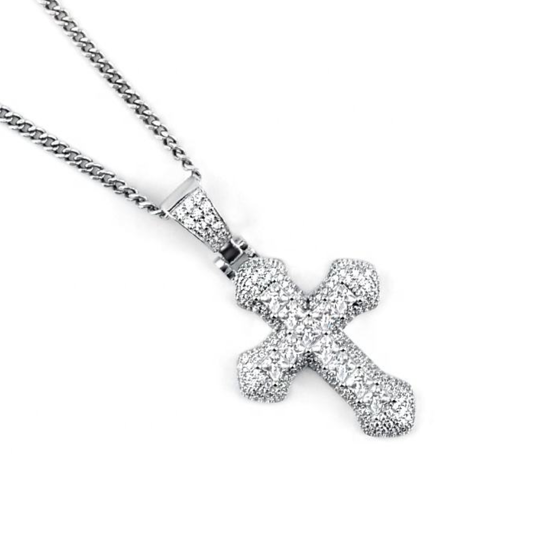 VVS Jewelry 925 Sterling Silver Classic Cross Necklace