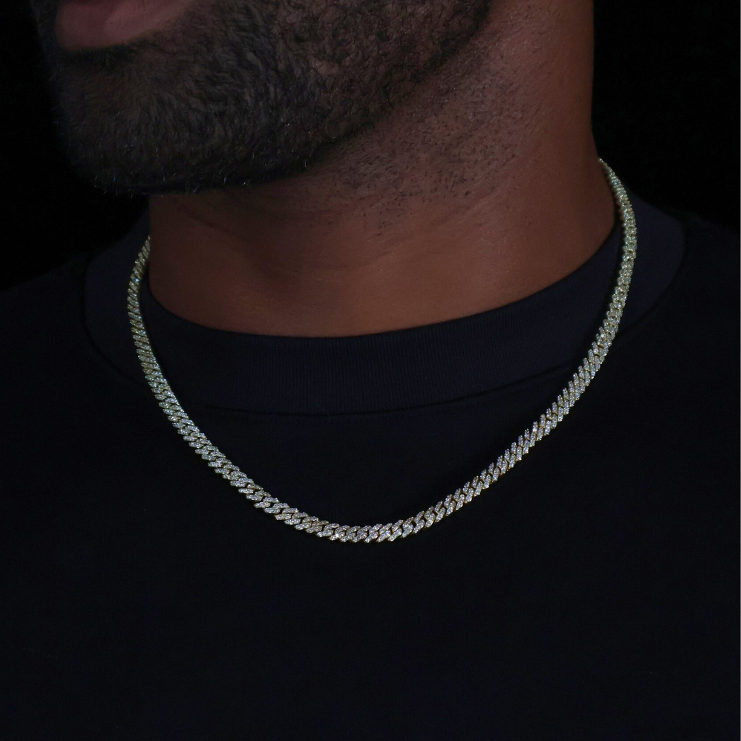 Iced Micro Prong Cuban Chain (Gold) - 6mm