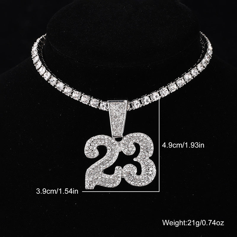 Jordan 23 Iced Out Cuban Pendant Necklace
