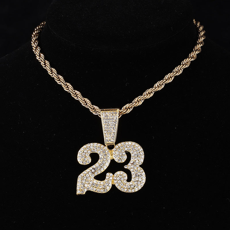 Jordan 23 Iced Out Cuban Pendant Necklace