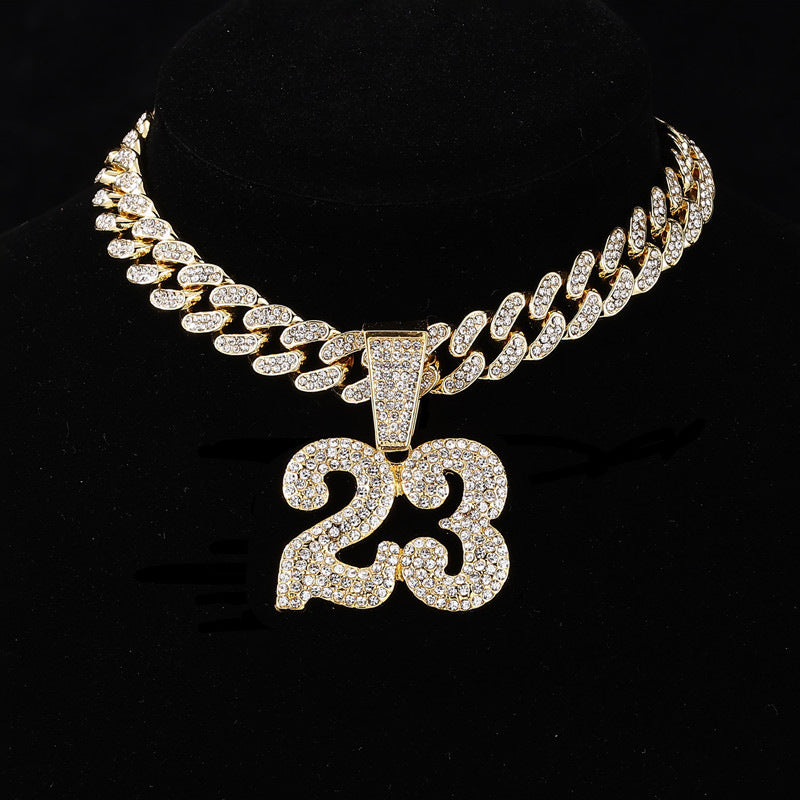 Jordan 23 Iced Out Cuban Pendant Necklace