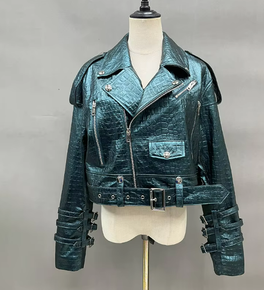 Geneviève Genuine Glossy Finish Leather Winter Jacket